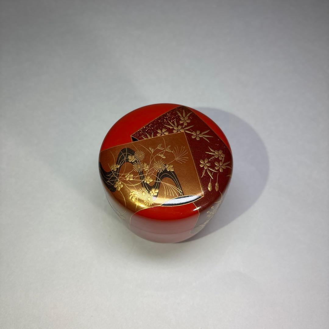 杉谷斉光　誰が袖蒔絵　朱大棗 (桐箱入)