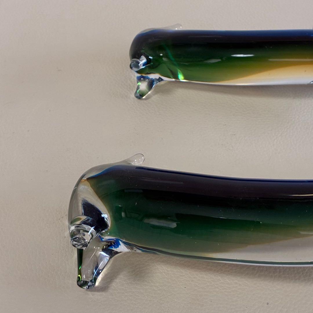 【Multi Glass/ガラス製/ダックスフント】置物 オブジェ 昭和レトロ