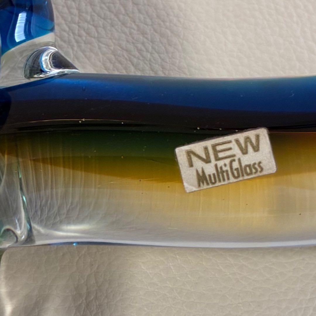 【Multi Glass/ガラス製/ダックスフント】置物 オブジェ 昭和レトロ