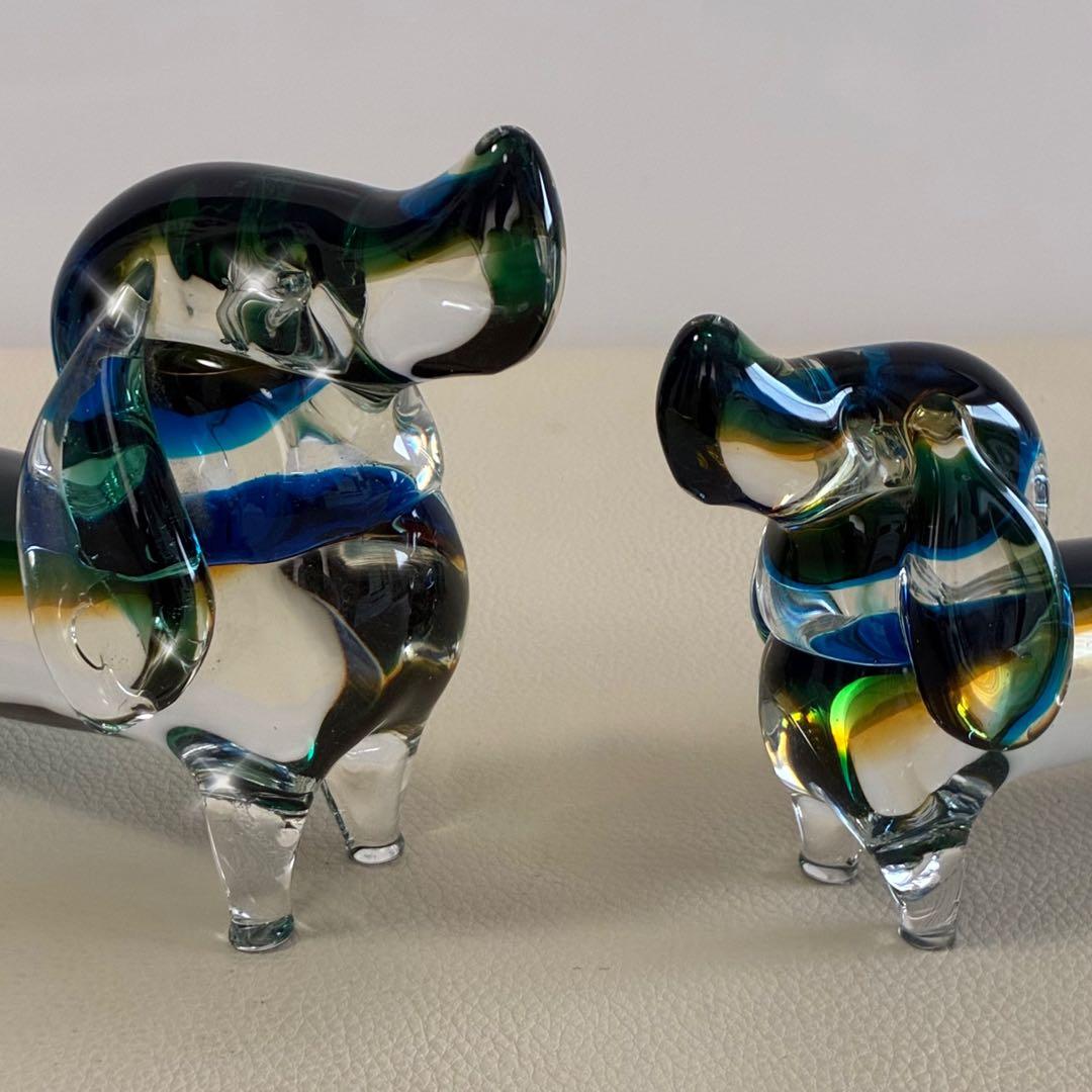 【Multi Glass/ガラス製/ダックスフント】置物 オブジェ 昭和レトロ