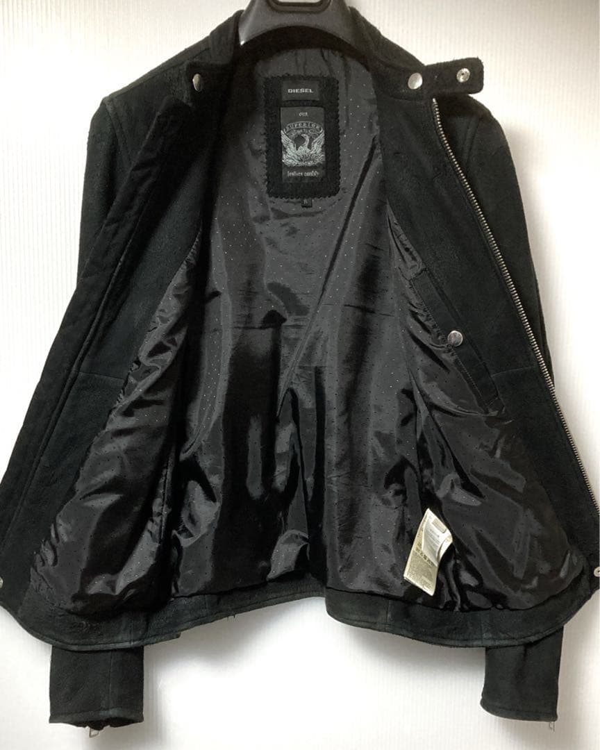 DIESEL ヌバックSheep Skinシングルライダースジャケット サイズS