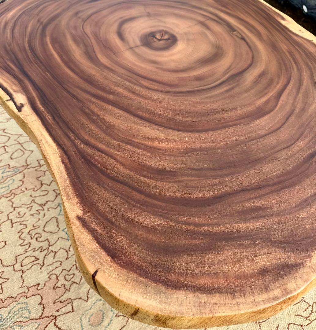 モンキーポッド 一枚板 輪切り 無垢材 テーブル ダイニング 2人掛 丸テーブル