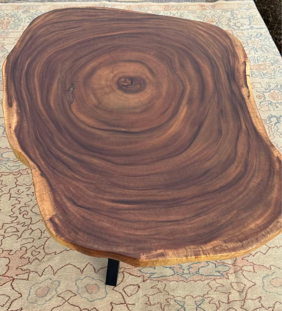 モンキーポッド 一枚板 輪切り 無垢材 テーブル ダイニング 2人掛 丸テーブル