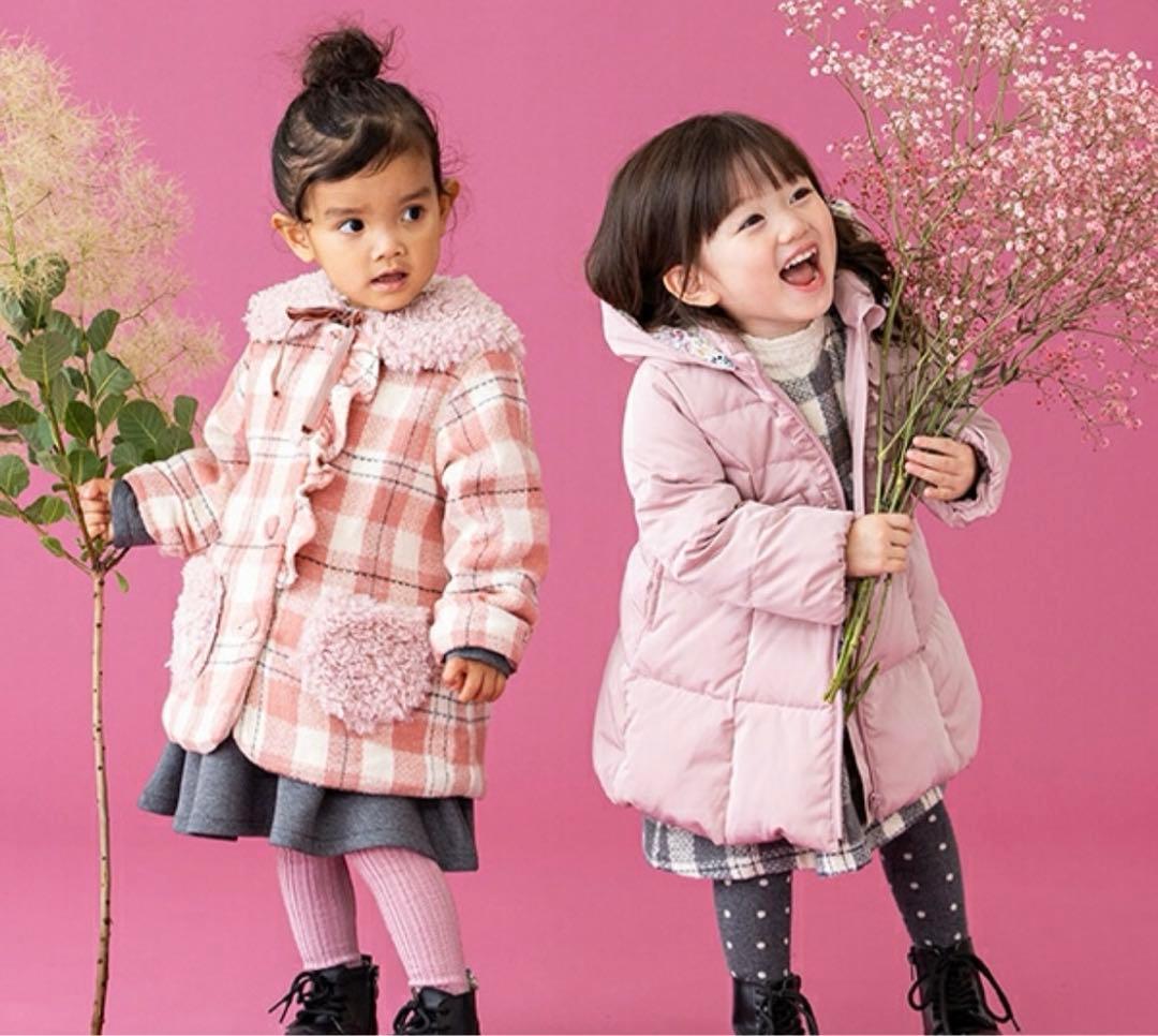 【美品】センスオブワンダー　ピンク フリル リボン付きアウター　ダウンコート90