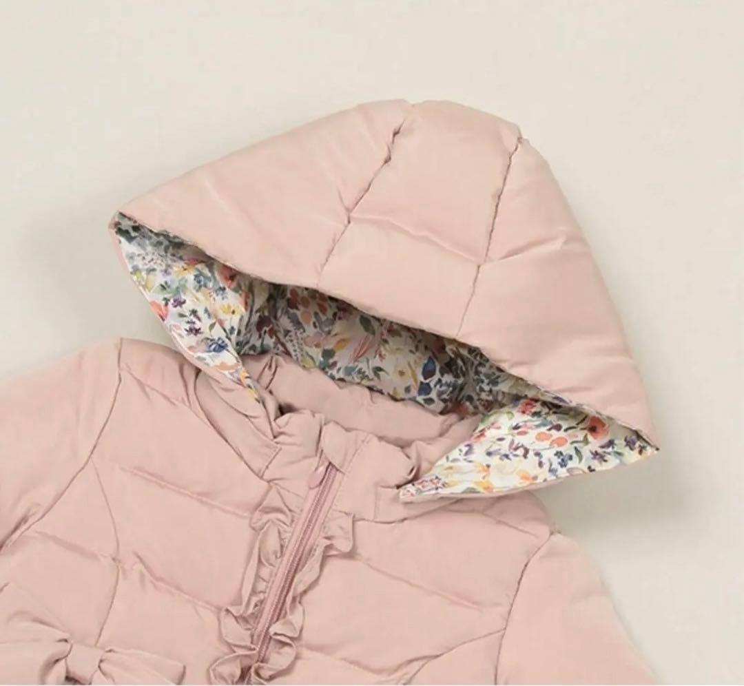 【美品】センスオブワンダー　ピンク フリル リボン付きアウター　ダウンコート90