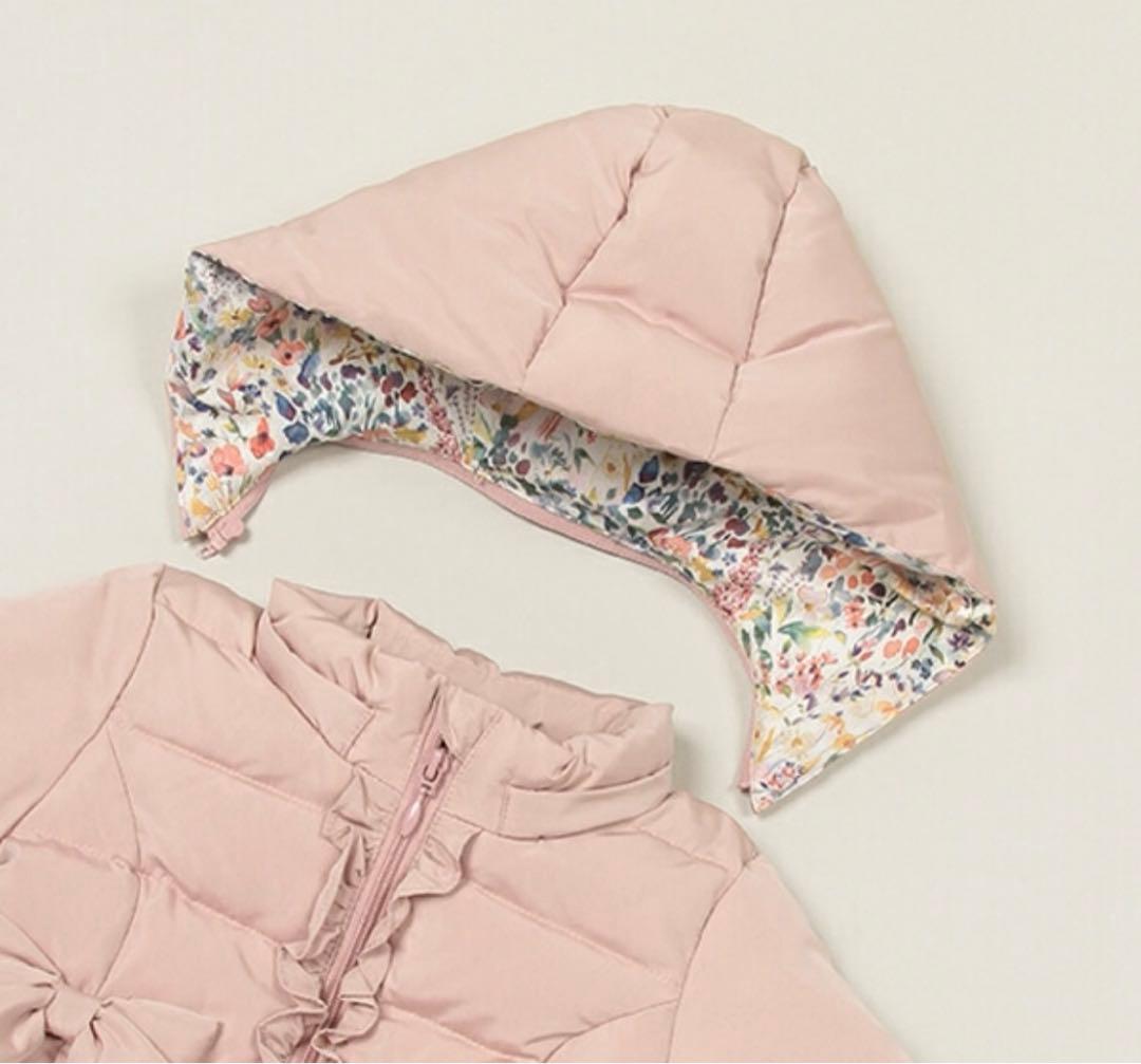 【美品】センスオブワンダー　ピンク フリル リボン付きアウター　ダウンコート90