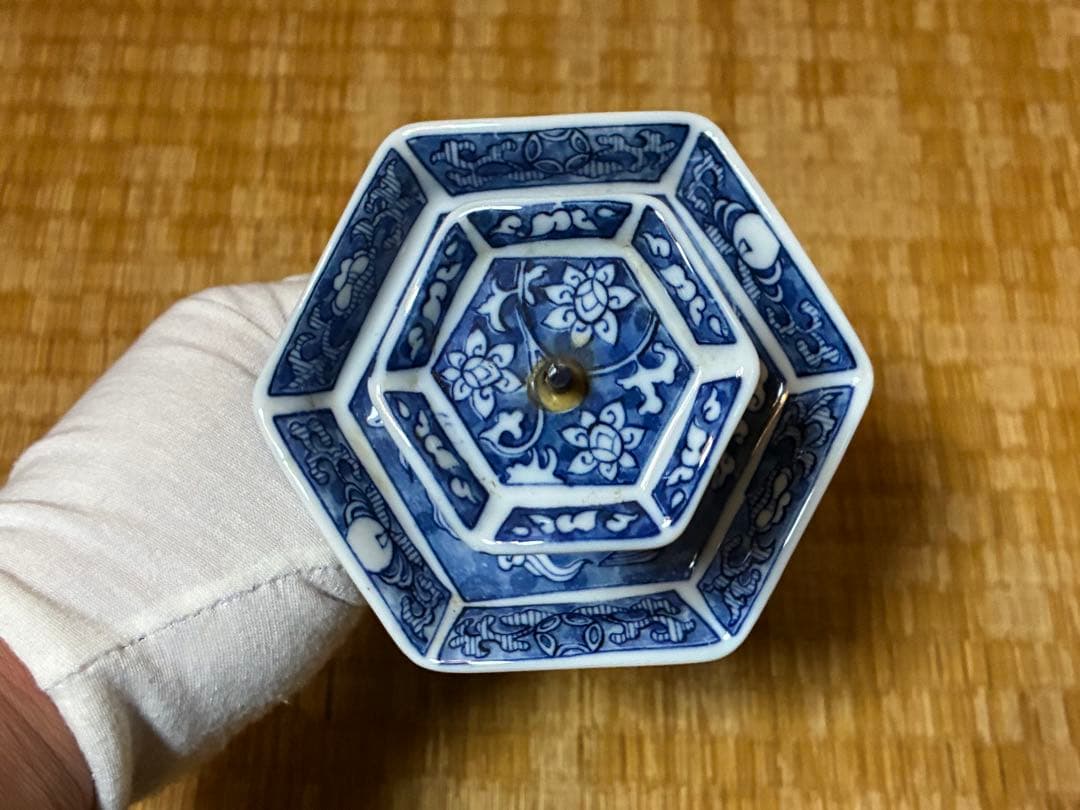 有田焼 古伊万里 染付 燭台 一対 時代物