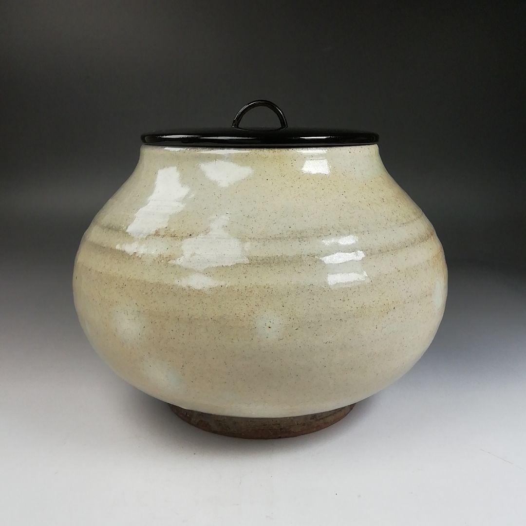 Ｗ１１７　水指　『粉引水指』『奥村考山 造』　共箱　茶道具