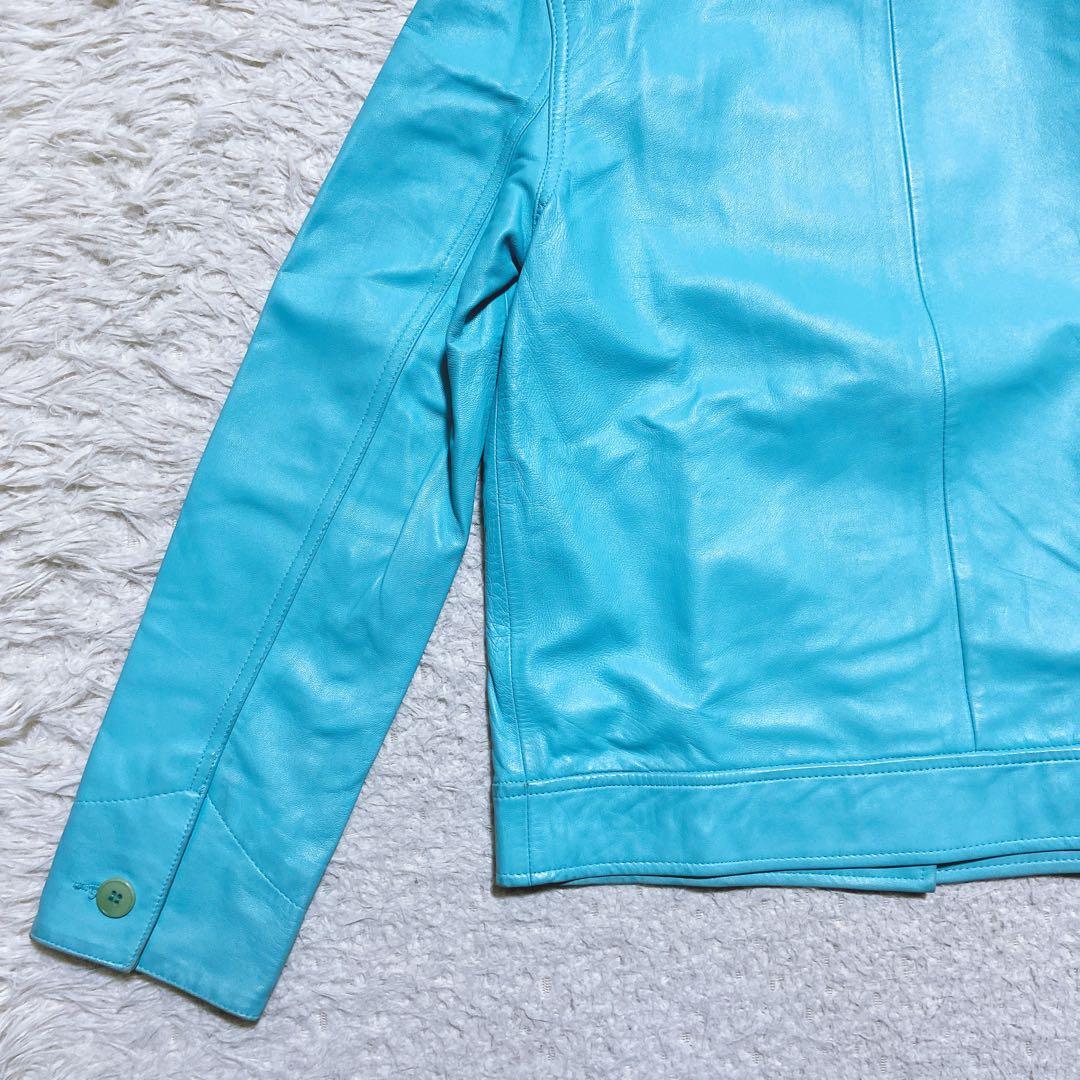 希少⭐️カルバンクライン　レザージャケット　シングル　90s〜00s 水色　S