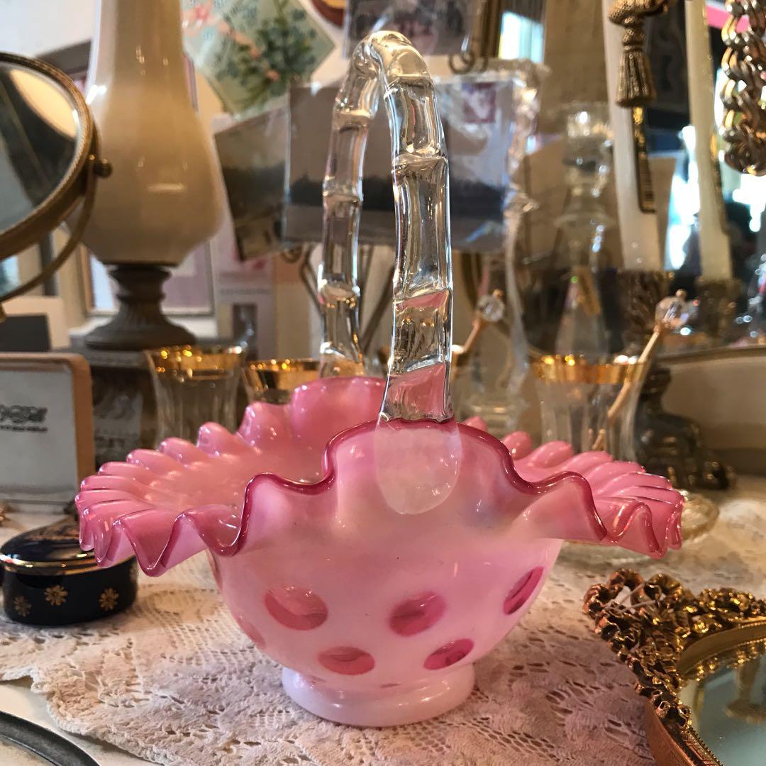 レア！オールドフェントン ドット fentonバスケット アンティーク