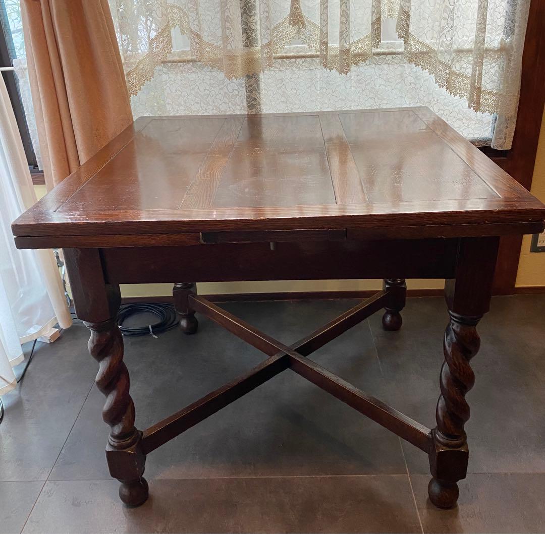 送料込み三越イギリスアンティークテーブル（伸縮可能）
