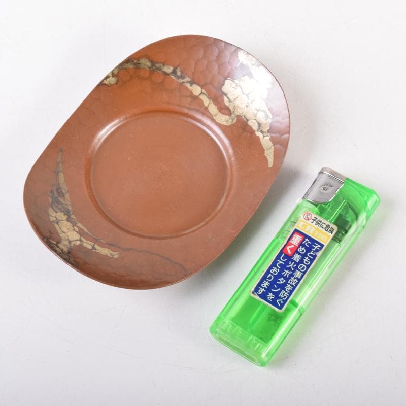 煎茶道具　高岡銅器　鍛金製　西村義光作　茶托　五客　共箱　C　7040
