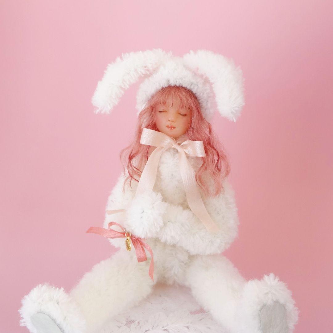 ■うさぎ着ぐるみドール■ アートドール 創作人形 樹脂粘土 ハンドメイド