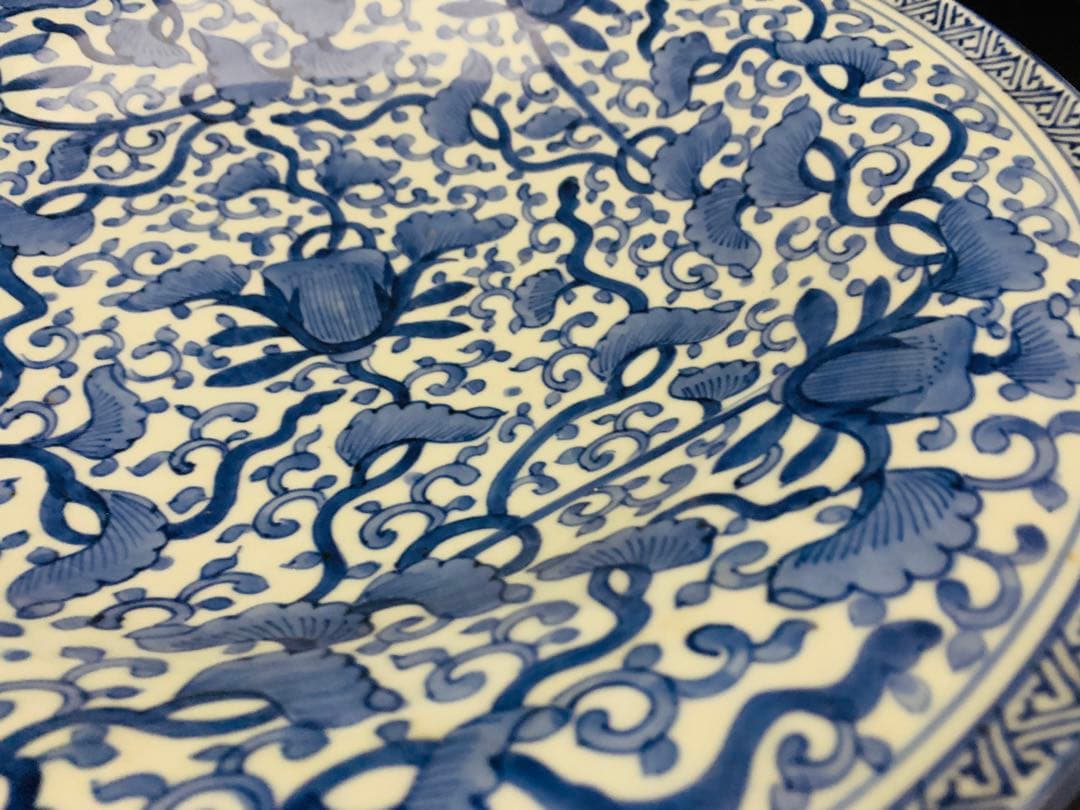 古伊万里　花唐草　大皿　深鉢　約直径38㎝