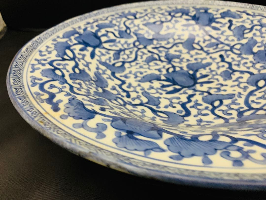 古伊万里　花唐草　大皿　深鉢　約直径38㎝