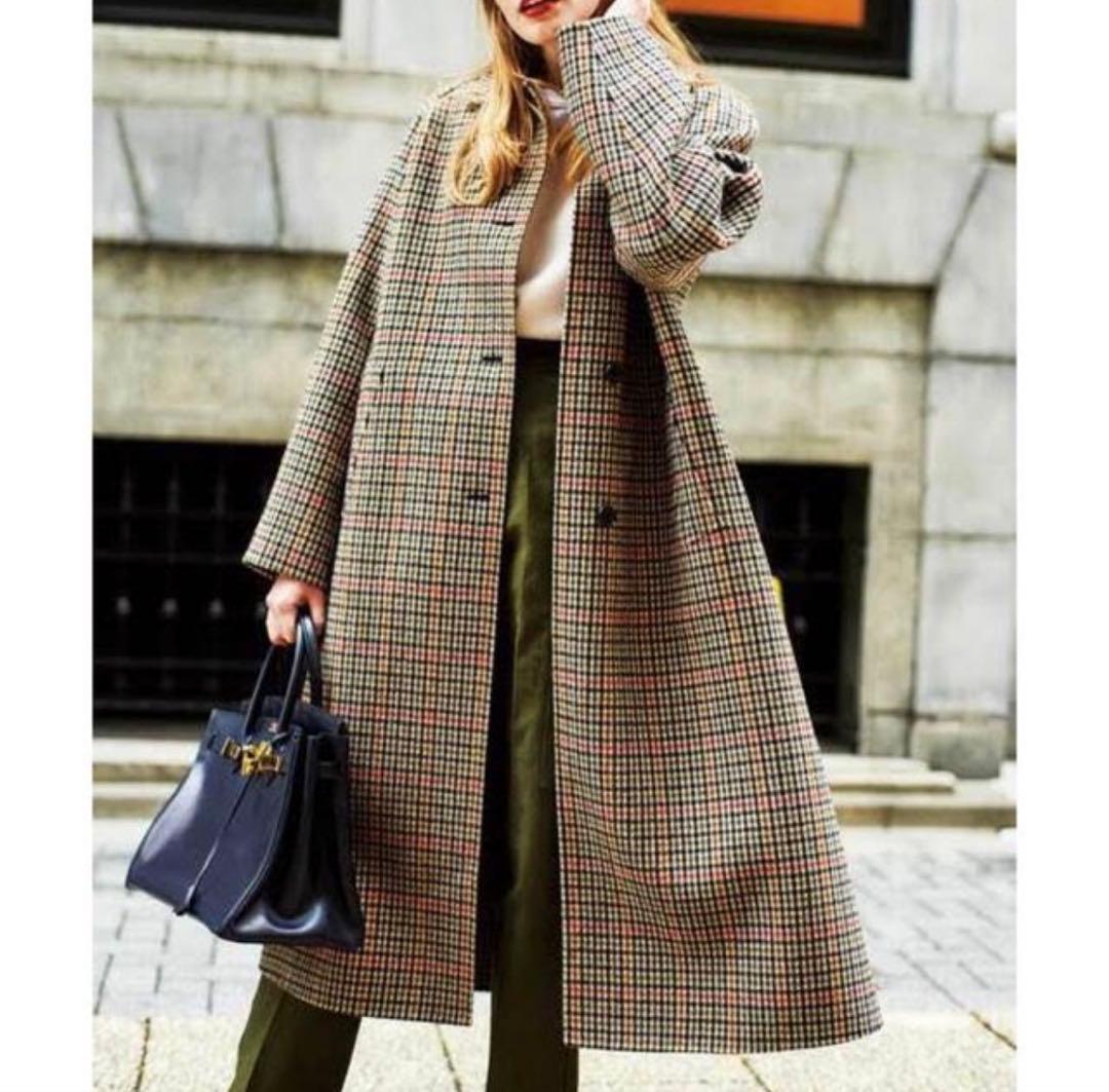 美品　シンゾーン　バルマカーンコート　チェック　34 クラブチェック