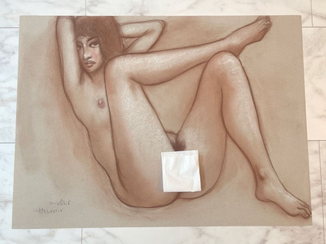 【真作】古沢岩美　大作　裸婦 パステル画