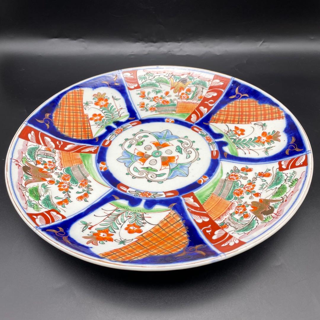 伊万里・有田焼　明治時代　色絵大皿　金彩　飾り皿　40cm
