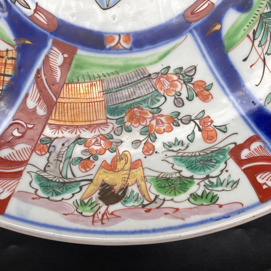 伊万里・有田焼　明治時代　色絵大皿　金彩　飾り皿　40cm