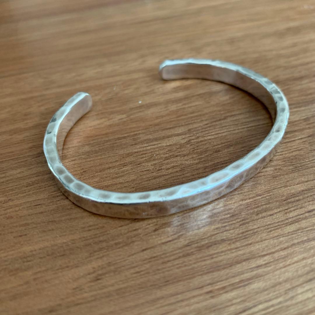美品　市松　ベルーリア　5mmバングル　シルバー980 刻印なし