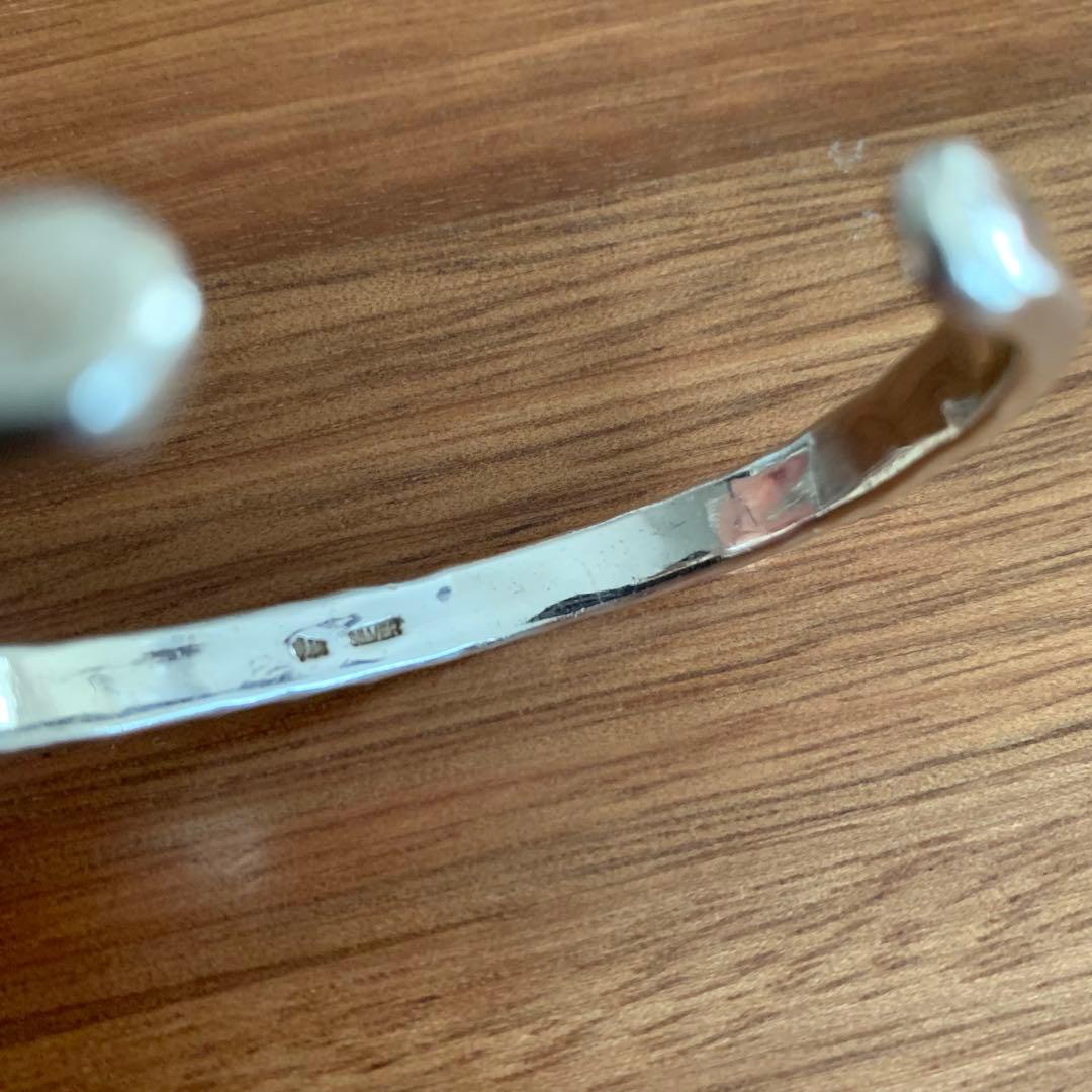 美品　市松　ベルーリア　5mmバングル　シルバー980 刻印なし