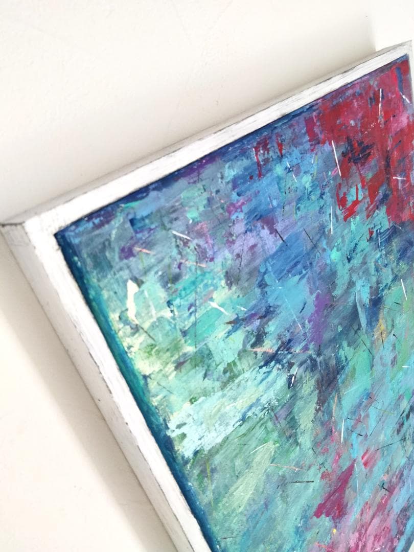 水面花火/ 抽象画 キャンバス 額セット 44×32㎝ 原画1点のみ モダン