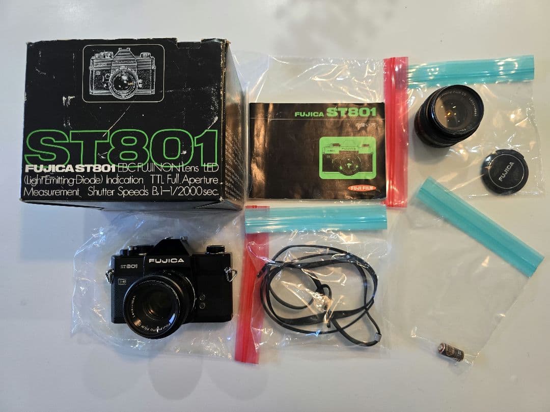 FUJICA ST801 フィルムカメラ ダブルレンズ F1.8 元箱・付属品あ