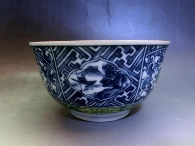 煎茶碗■茶味清風 庫山窯 湯飲み 5客 花唐草紋 染付 煎茶道具 時代物 骨董■