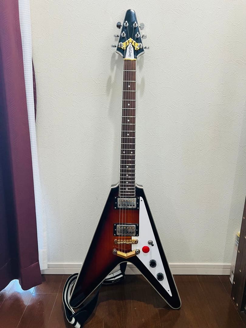 フライングV セットネック キルスイッチ ロックペグ ストラップ付き