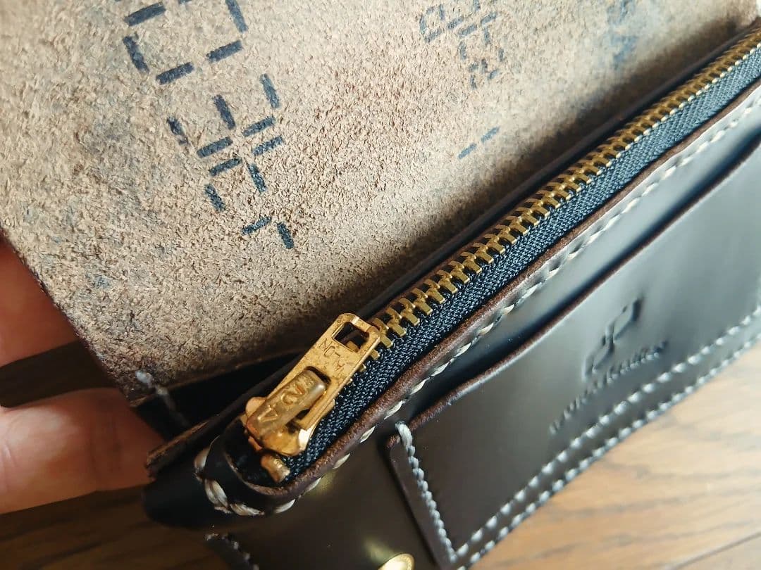 Middleトラッカーウォレット　クロムエクセルレザー　スタンプ　茶芯