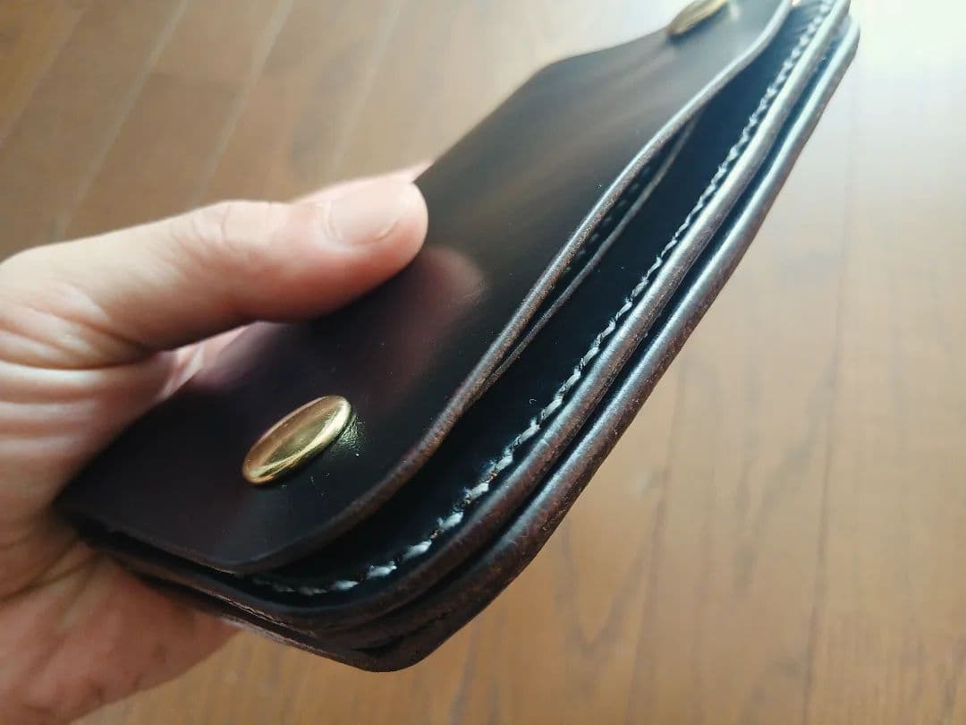 Middleトラッカーウォレット　クロムエクセルレザー　スタンプ　茶芯