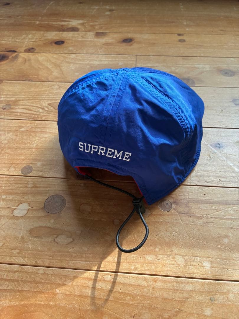 supreme 青 赤 リバーシブルキャップ