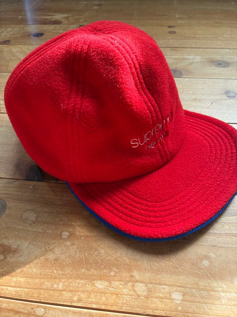 supreme 青 赤 リバーシブルキャップ