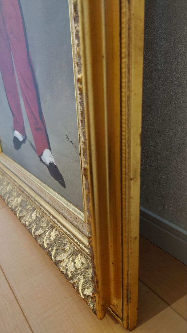 【中古品】マネ「笛を吹く少年」　油彩　複製画額　豪華額装