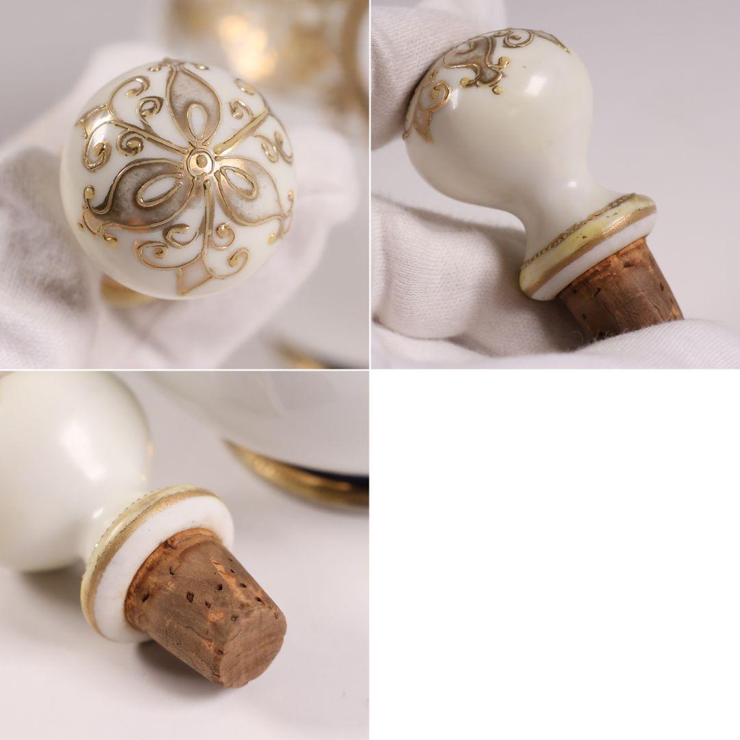 【CM299】オールドノリタケ 花 薔薇 香水瓶 金彩 盛上 パフューム 明治