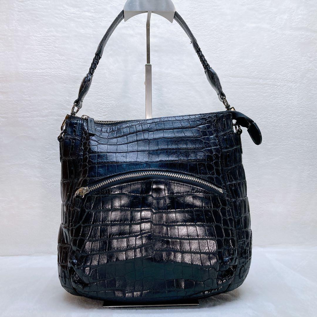 ✨美品✨クロコダイル マットクロコ 2wayショルダーバッグ レザー ブラック