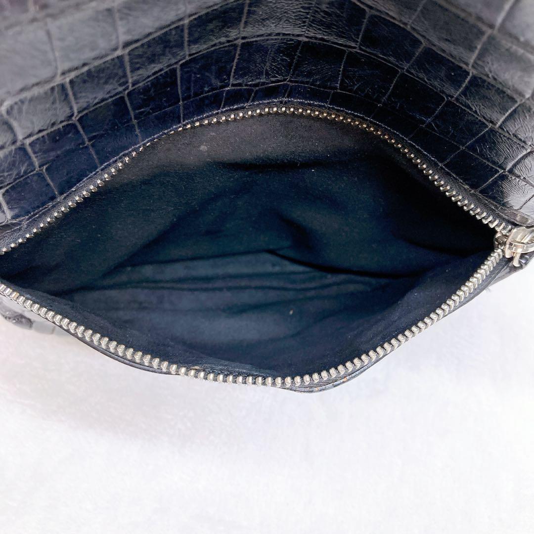✨美品✨クロコダイル マットクロコ 2wayショルダーバッグ レザー ブラック