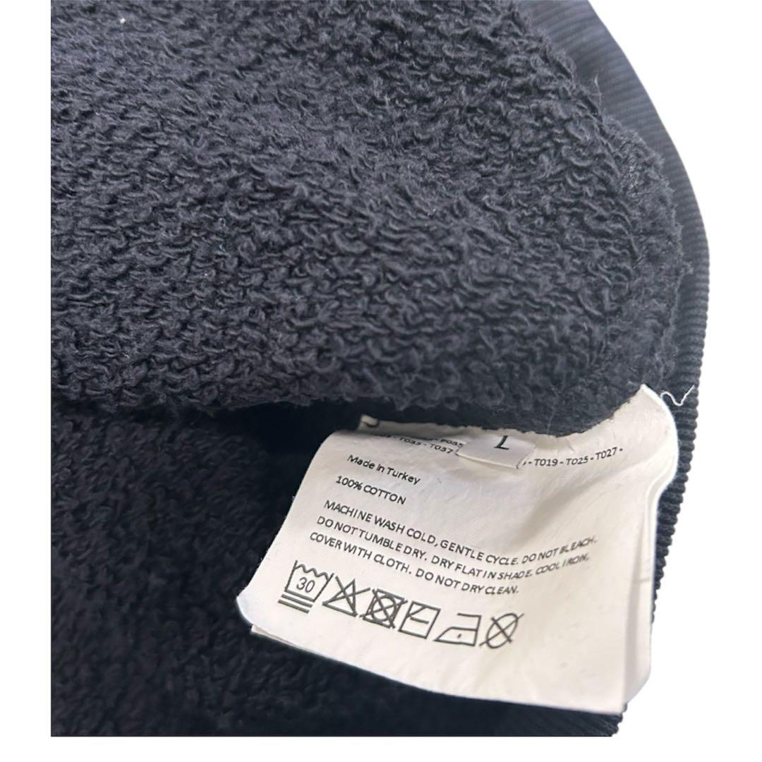 ERL パーカー L タオル地　勾玉デザイン　ブラック　フーディ ユーズド加工