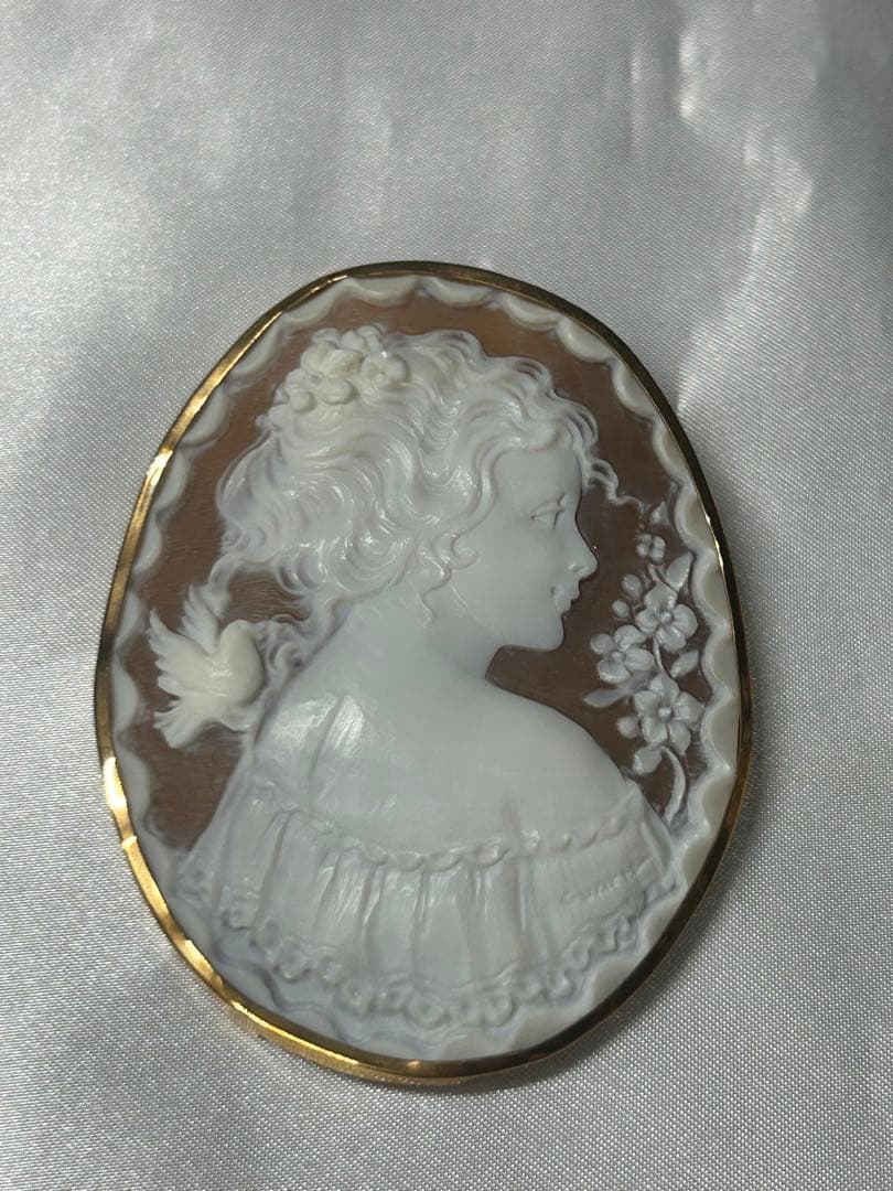 シェルカメオ K18 ブローチ ペンダントトップ
