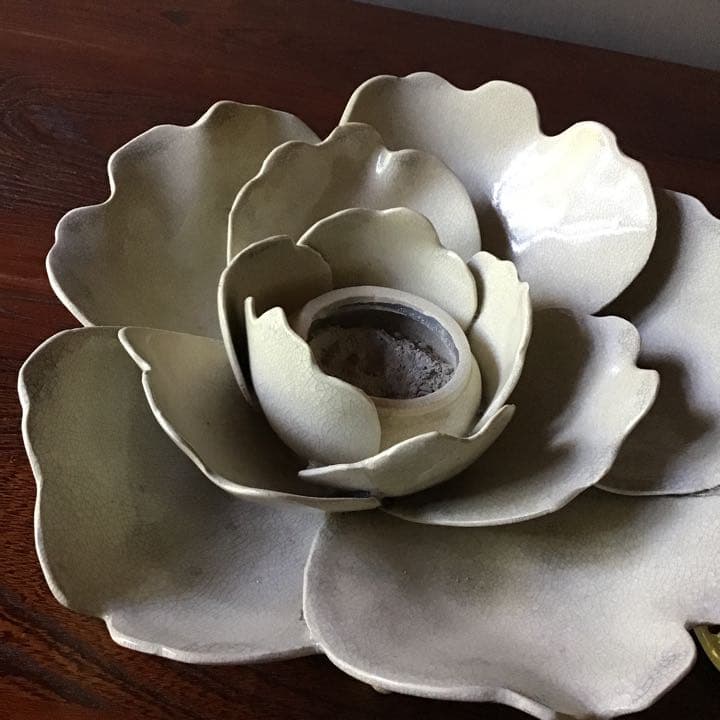 白薩摩焼　花弁　香炉　明治期. 書1