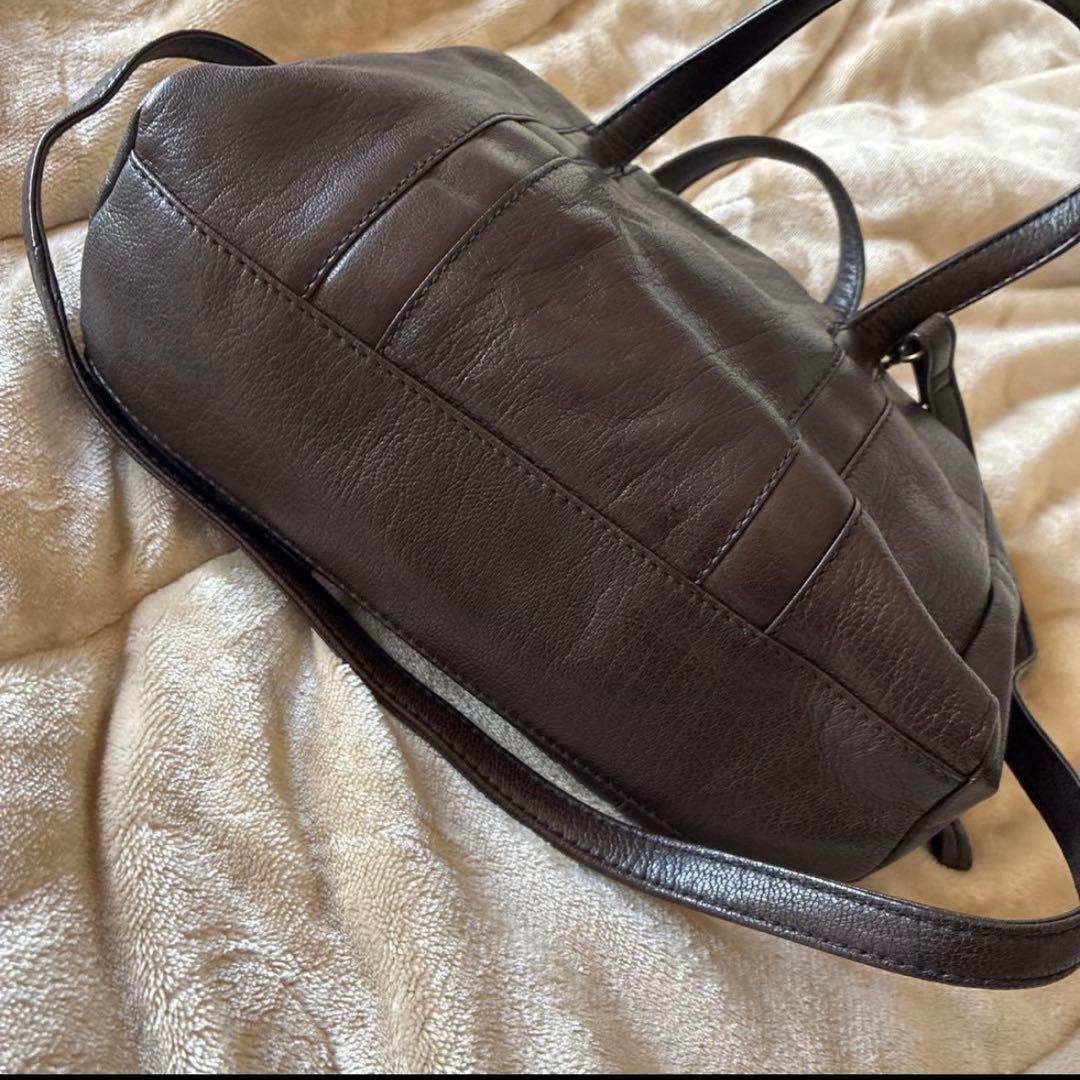 genten ゴートベーシック 2WAYボストンバッグ ダークブラウン