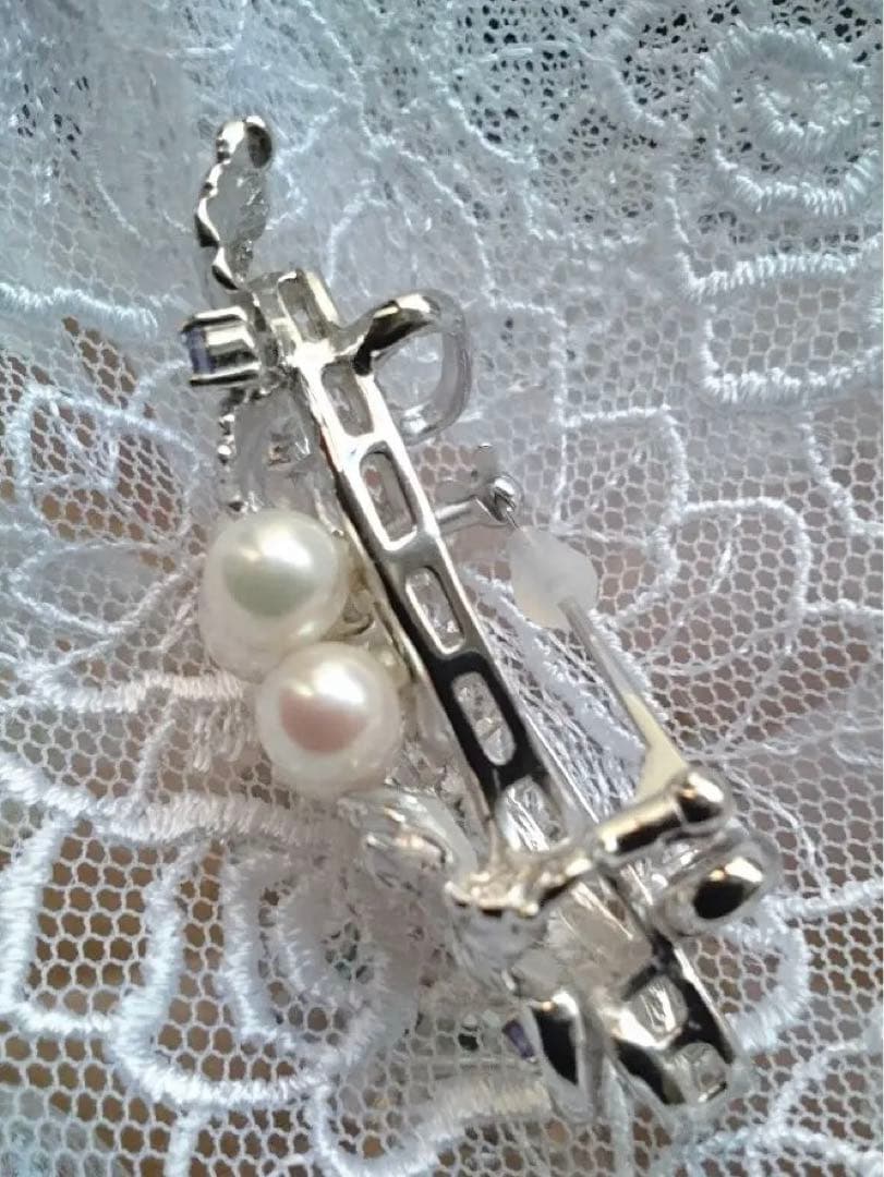 本真珠 アコヤ真珠 ブローチ 帯留め パール silver　Alicia様