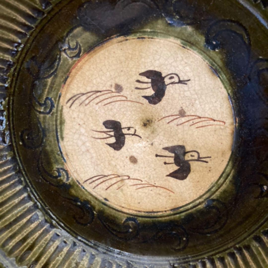 古織部　　鎬手波千鳥深鉢