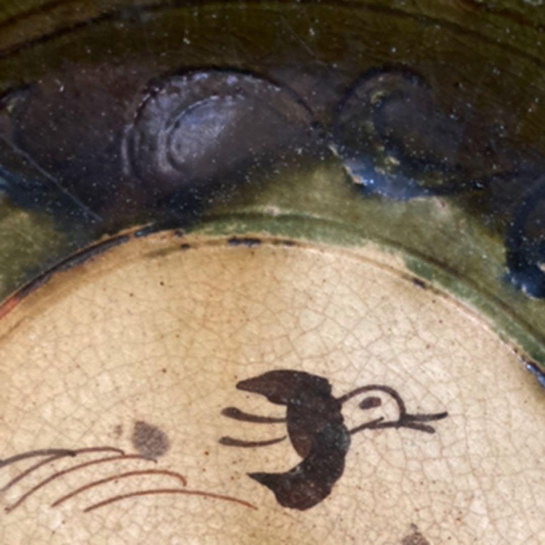 古織部　　鎬手波千鳥深鉢