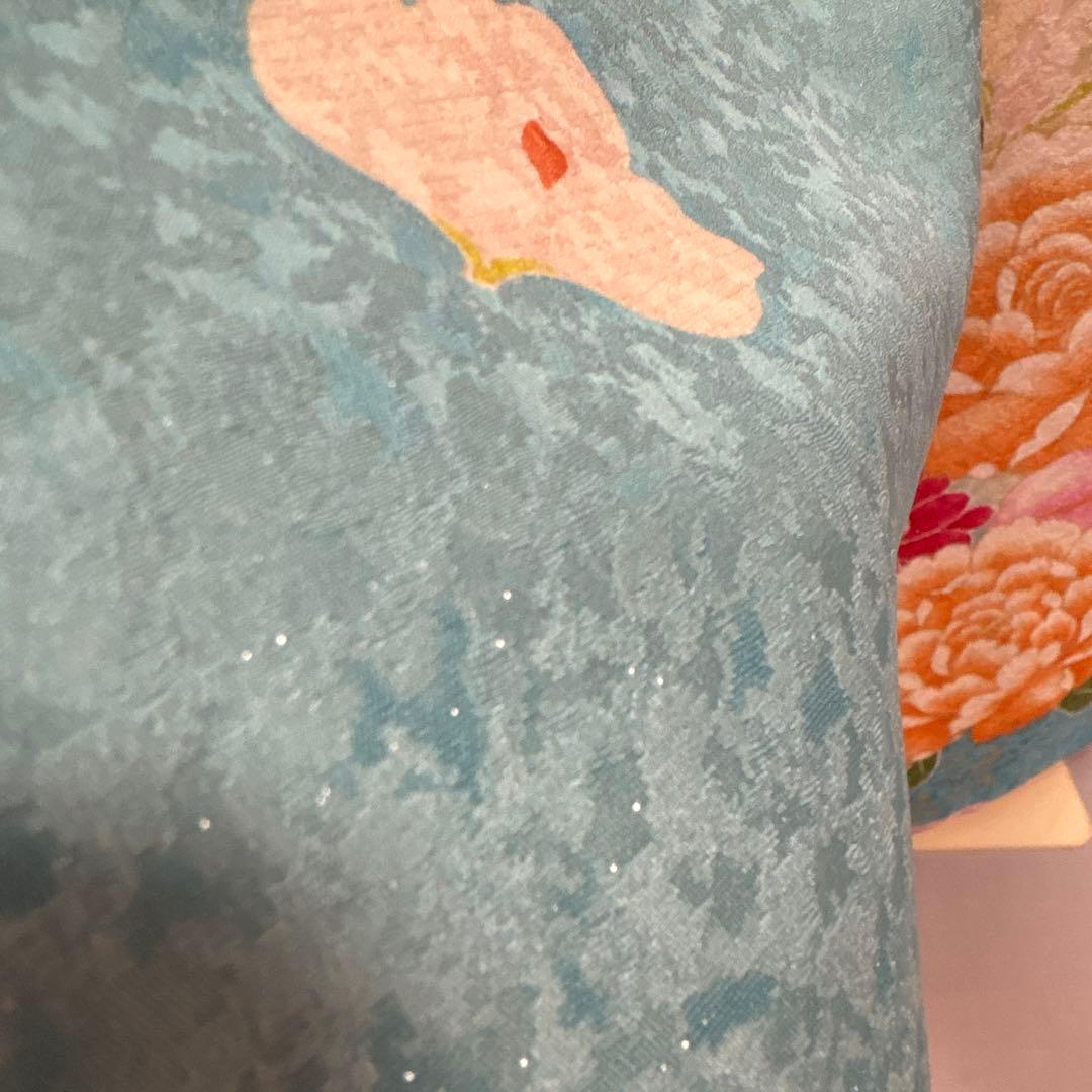 ラメ水色　振袖フルセット　未使用