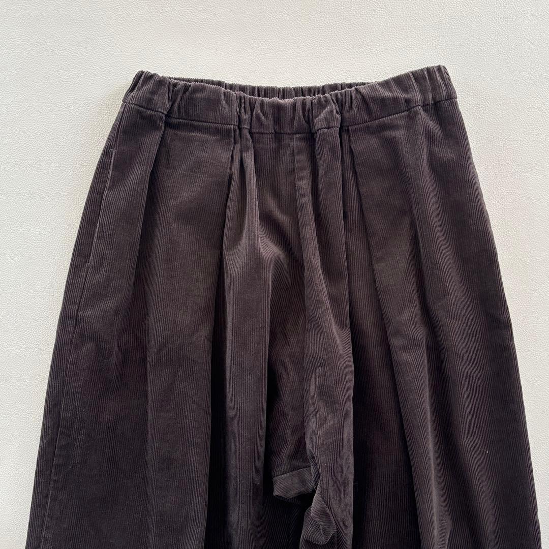 02252 ミズイロインド　コーデュロイ　ワイドパンツ　ブラウン