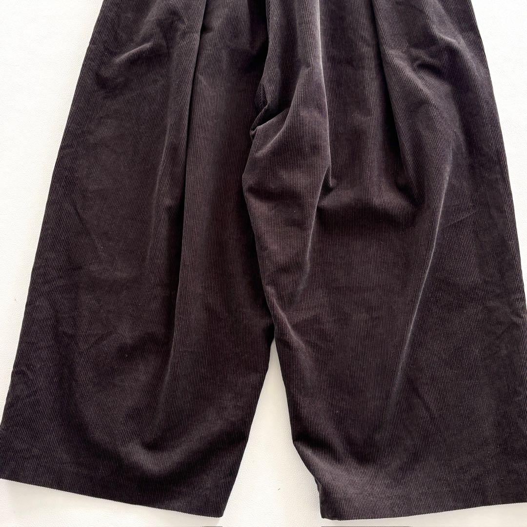 02252 ミズイロインド　コーデュロイ　ワイドパンツ　ブラウン