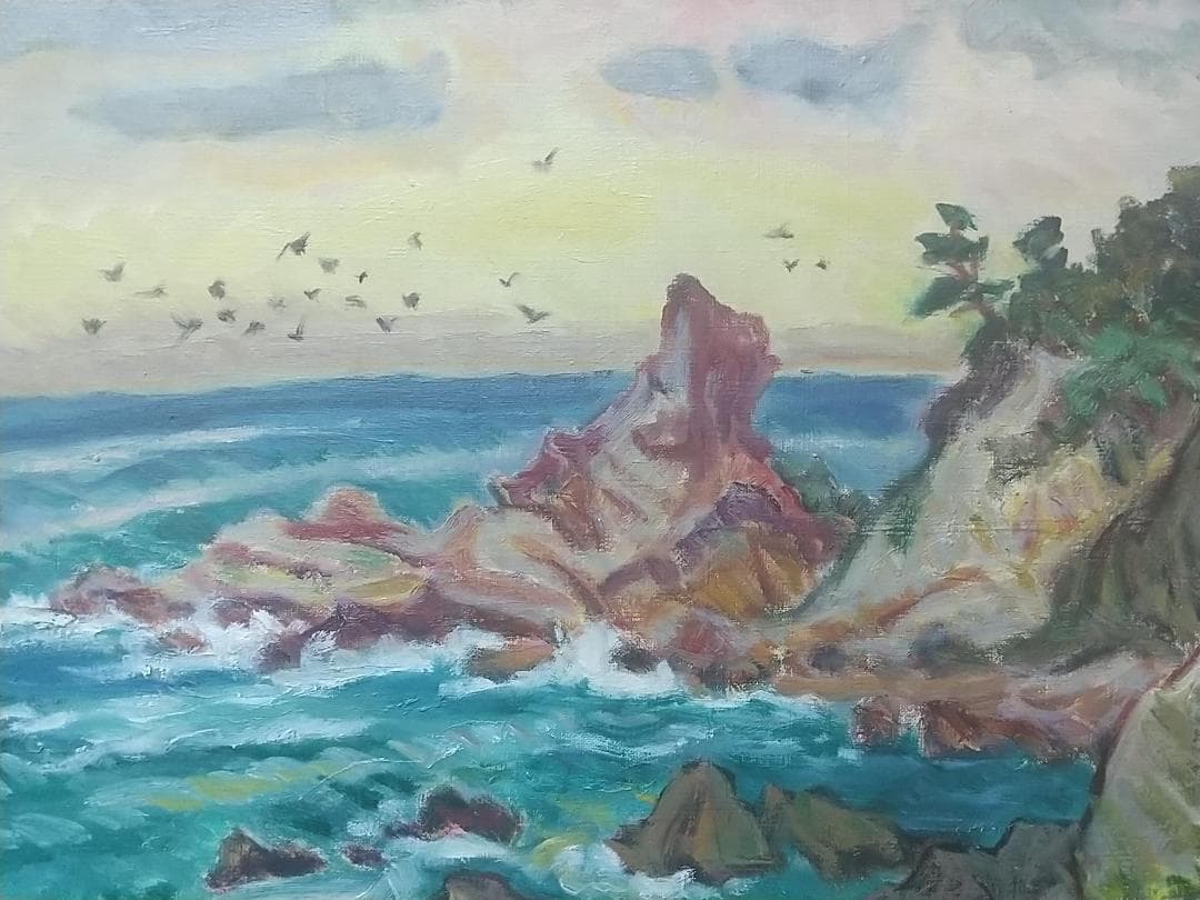 P10「鳥渡る」 油絵 絵画