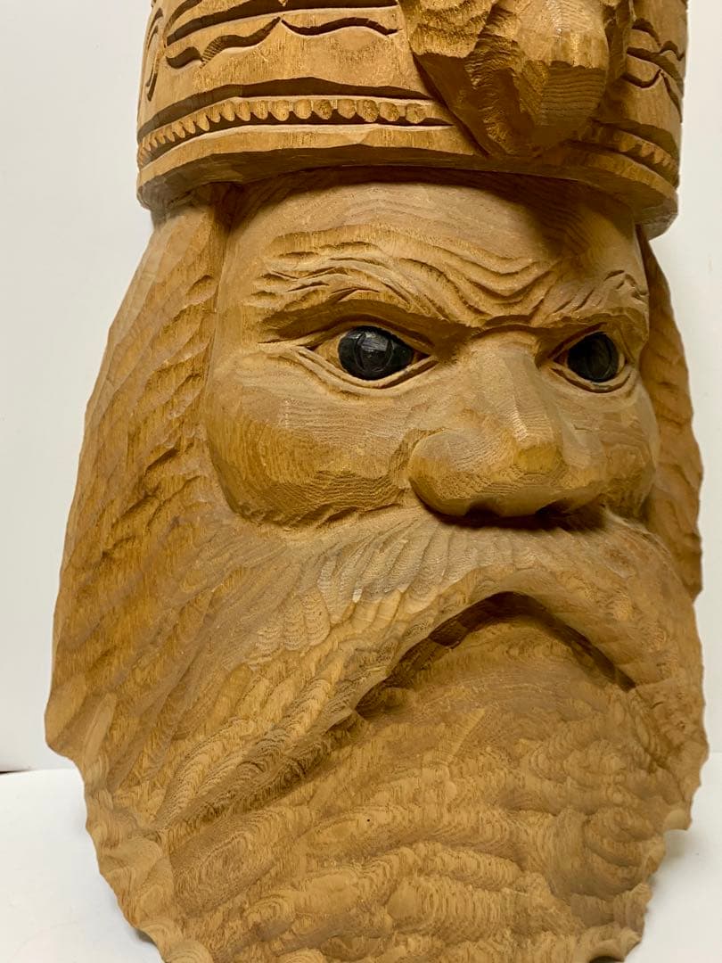 名工 【加藤貞光】作 加藤刀　木彫 北海道 熊 置物 アイヌ　高さ40cm レア