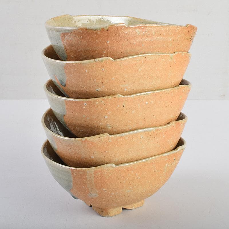 茶道具　須田祥豊造　信楽写　花橘茶碗　五客　共布共箱　V　R9366B